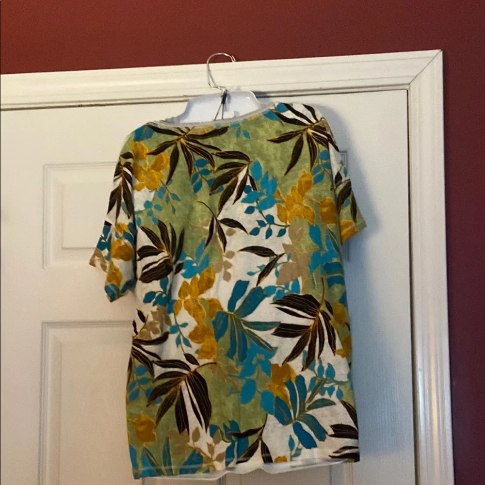 Chico's Palm’s Linen Sweater Trimmed Tee - Picture 4 of 5